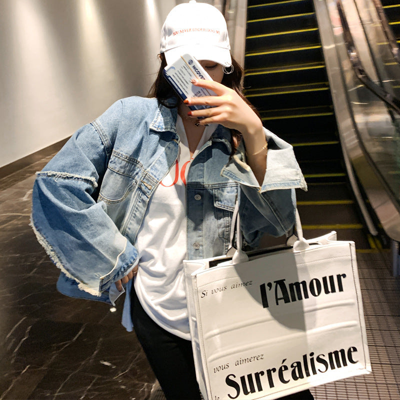 Women's Lapel Short Casual Loose Long-sleeved Blouse Jacket