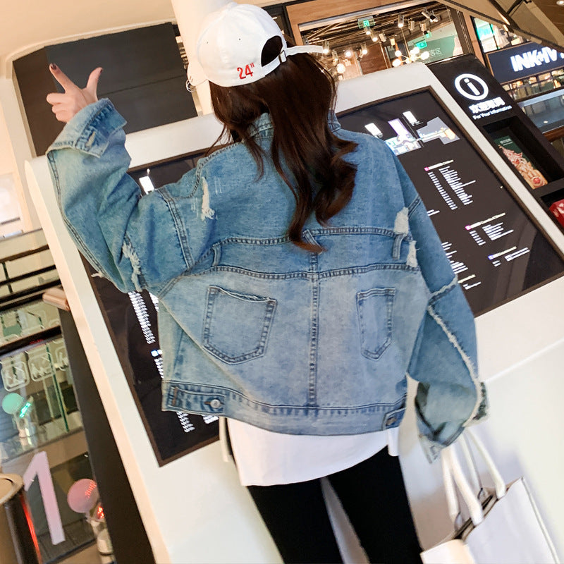 Women's Lapel Short Casual Loose Long-sleeved Blouse Jacket