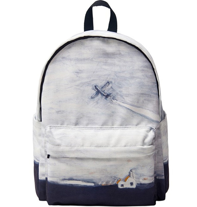 Embroidered print backpack