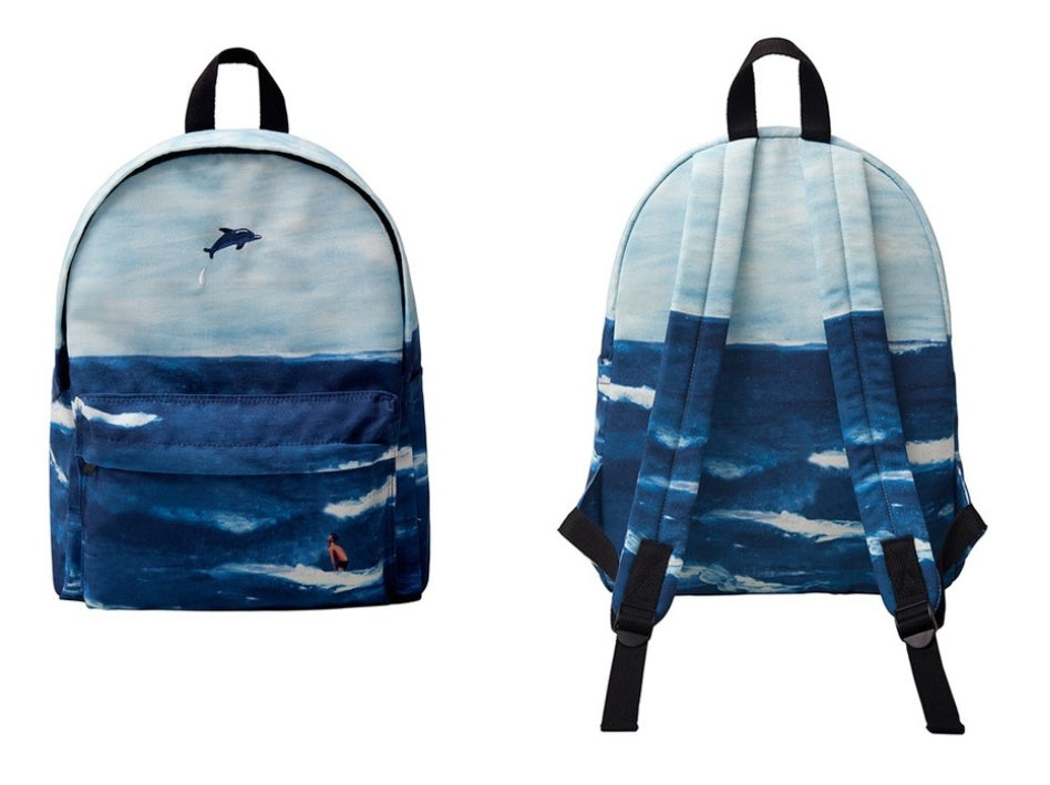 Embroidered print backpack