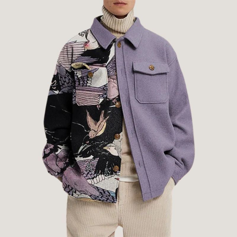 Explosive Autumn Printed Lapel Men's Jacket Top